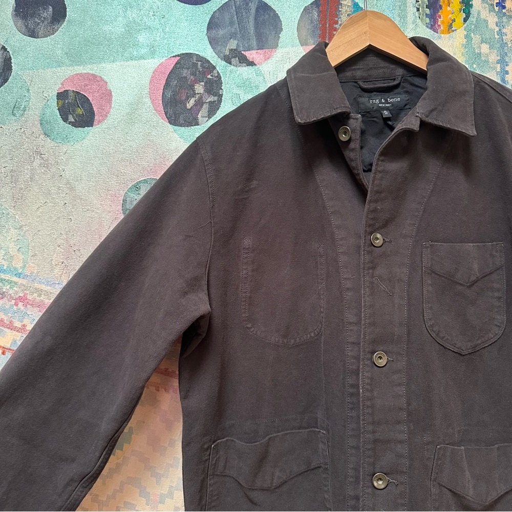 Mens Rag & Bone Mace Cotton Moleskin Shirt Jacket in Espresso Brown Sz M - Picture 4 of 10